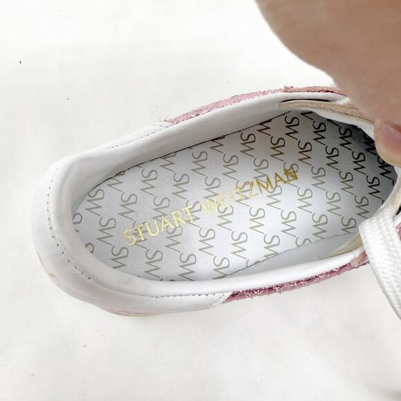 [Stuart Weitzman] Daryl Pink Metallic Snake Embossed Leather Sneakers Size 8.5 - Picture 10 of 12